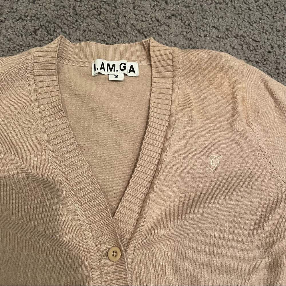 I AM GIA tan cropped cardigan